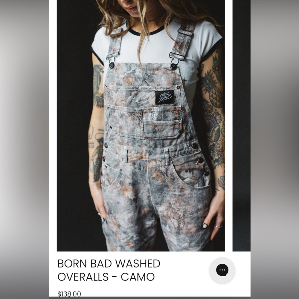 HELL BABES
BORN BAD WASHED OVERALLS - CAMO
Size M